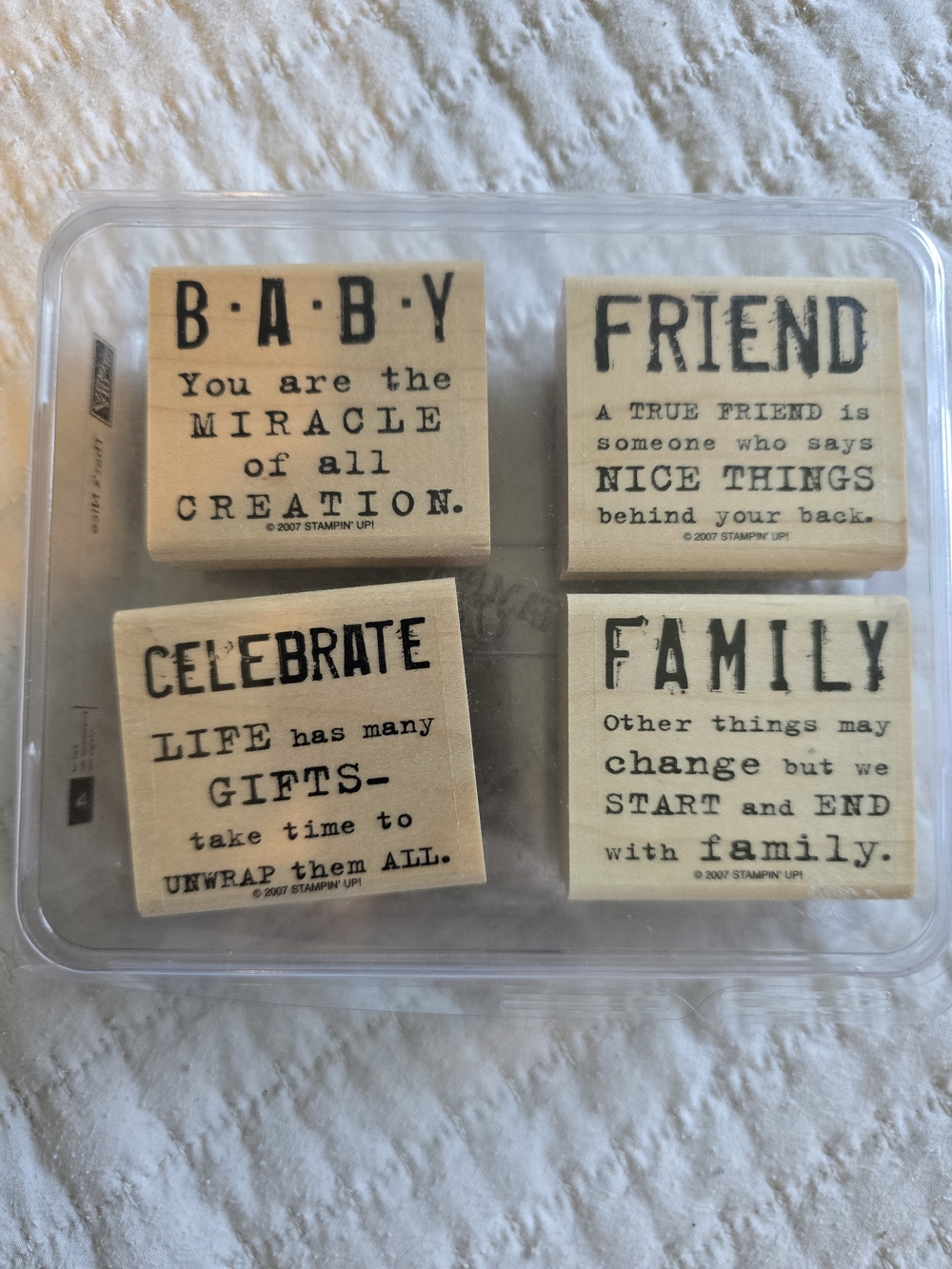 Stampin' Up! Wooden Sentiment Stamp Set - "That's Nice" Retired 2007